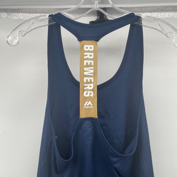 Majestic Cool Base Womens Milwaukee Brewers Tank Top Racerback Blue/Multi Small - Picture 6 of 9